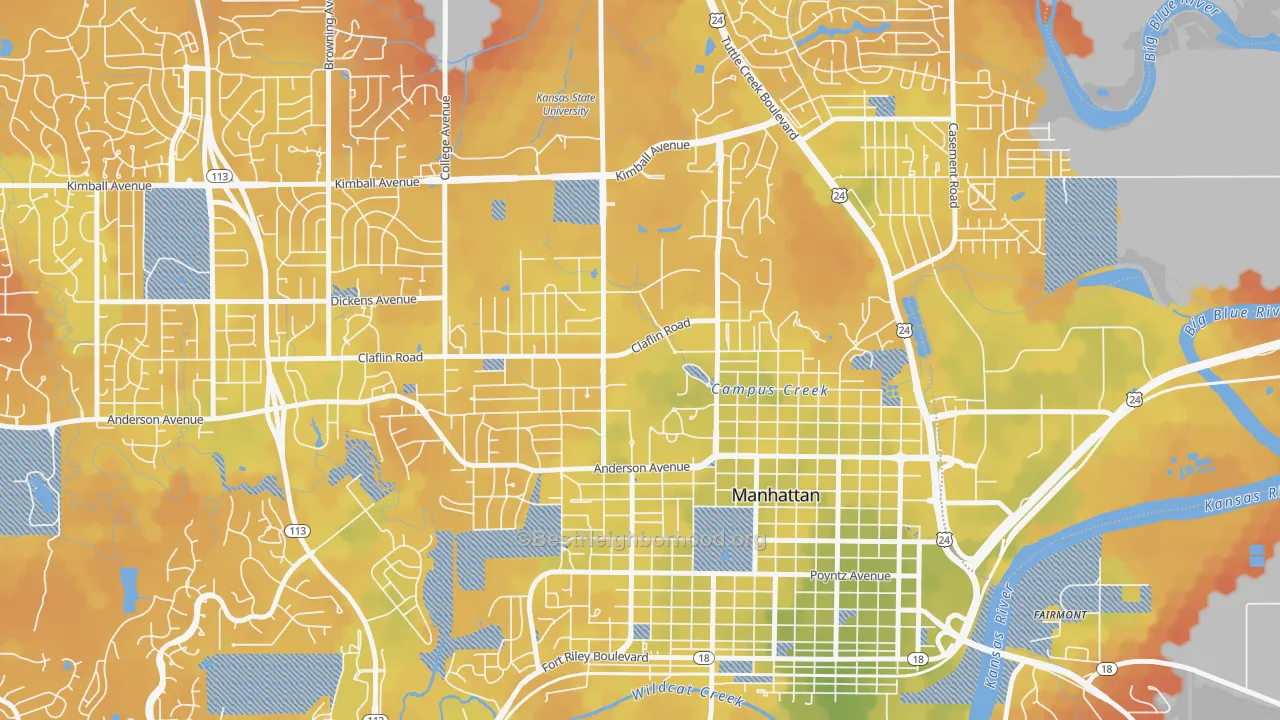 Bike Grade map of 66506, KS