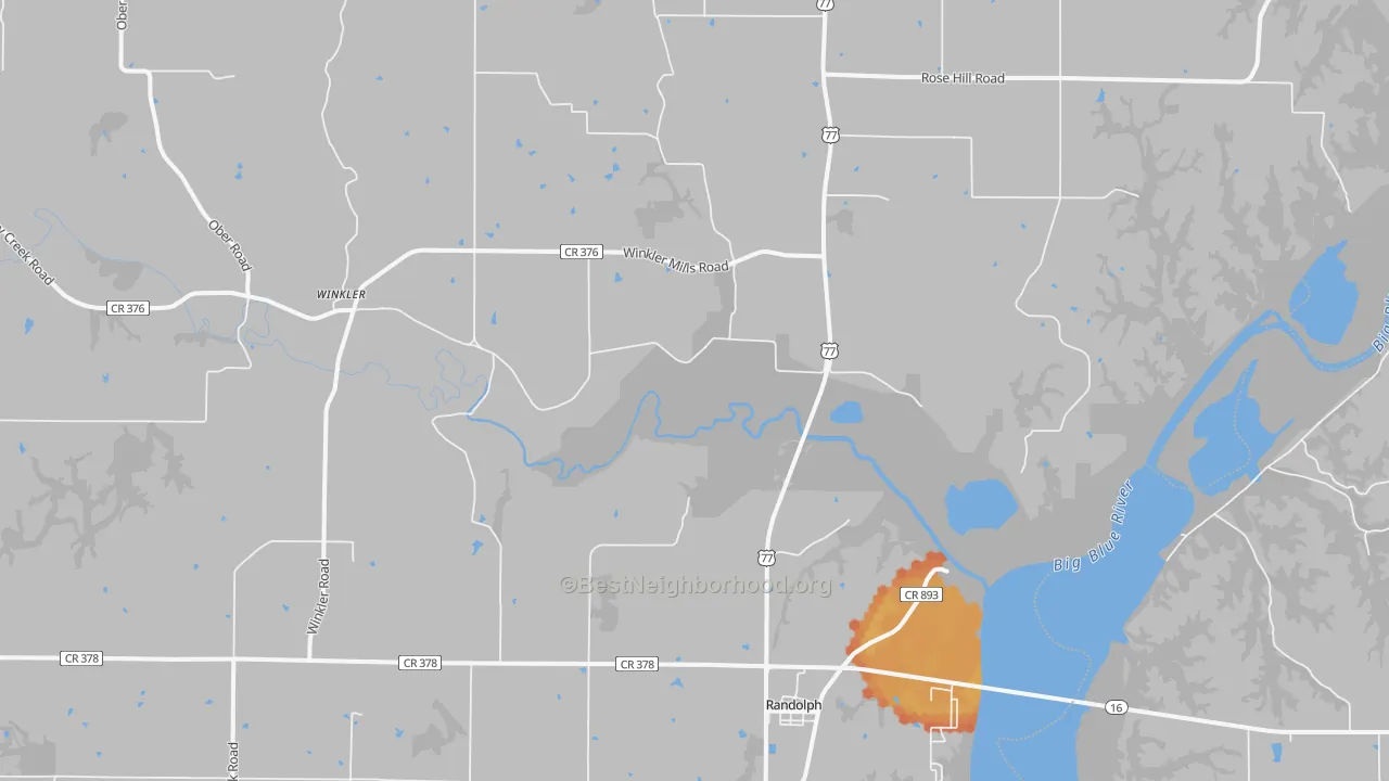Bike Grade map of 66554, KS