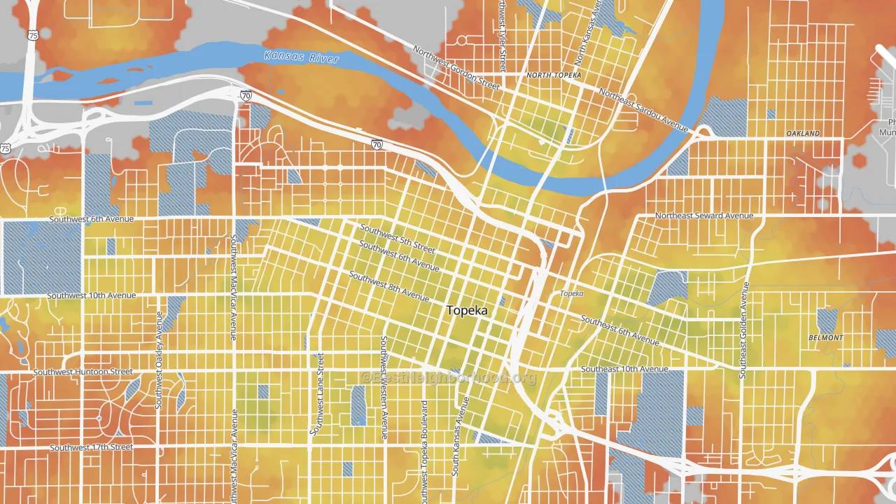 Bike Grade map of 66603, KS