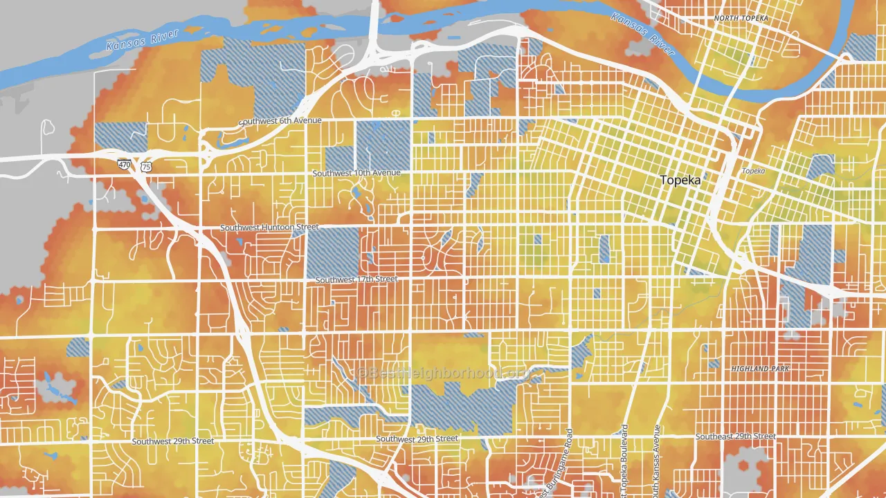 Bike Grade map of 66604, KS