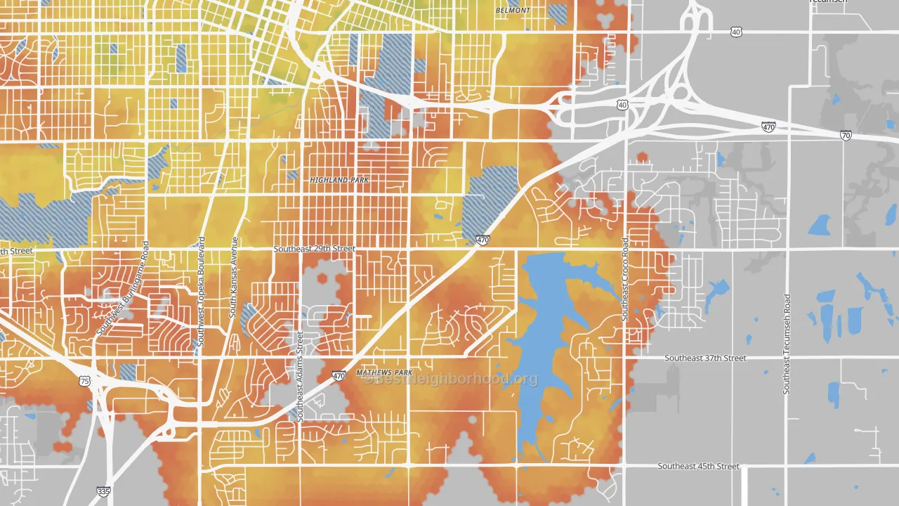 Bike Grade map of 66605, KS