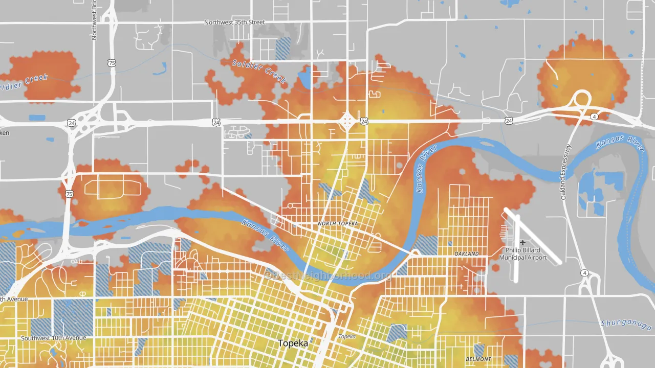 Bike Grade map of 66608, KS
