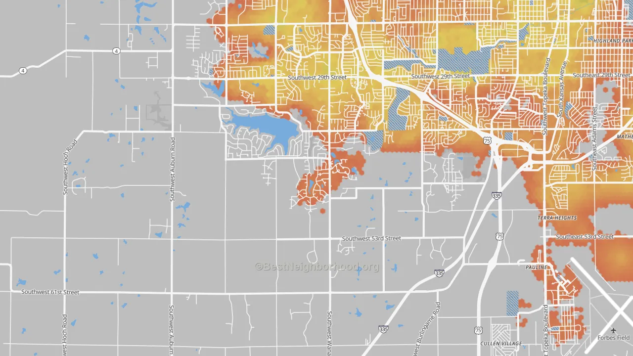 Bike Grade map of 66610, KS