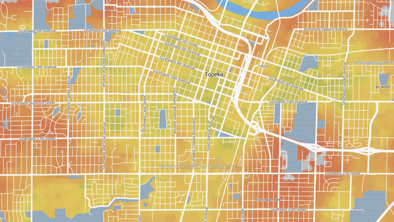 Bike Grade map of 66612, KS