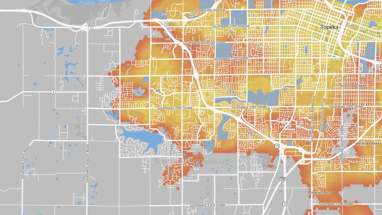 Bike Grade map of 66614, KS