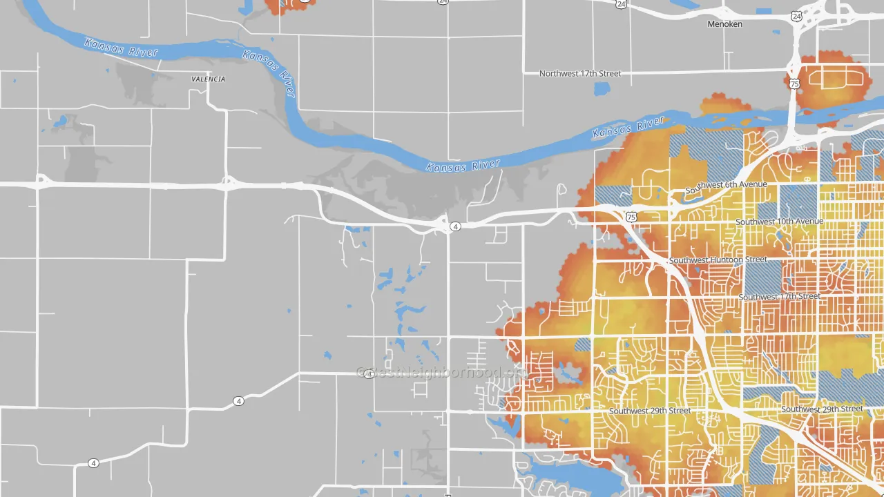 Bike Grade map of 66615, KS