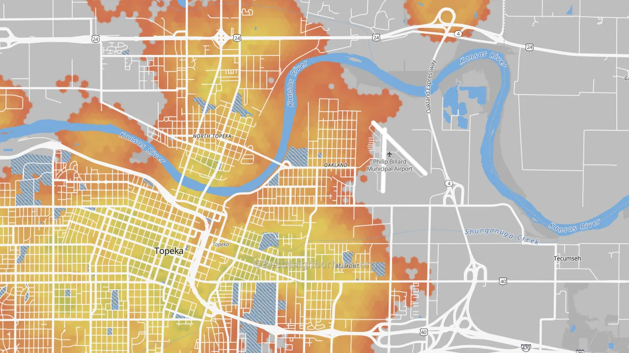 Bike Grade map of 66616, KS