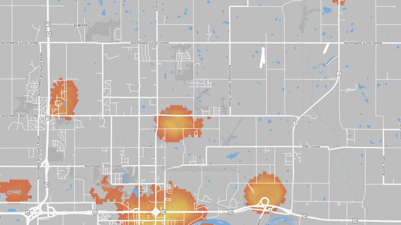 Bike Grade map of 66617, KS
