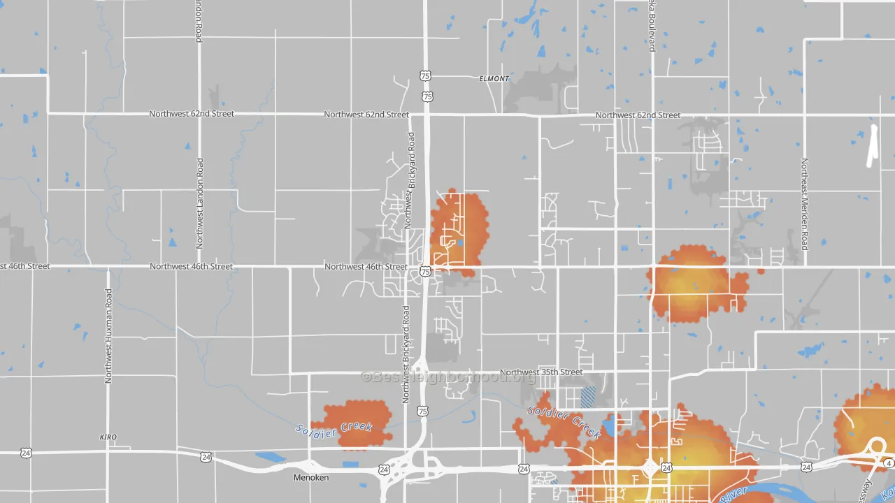 Bike Grade map of 66618, KS