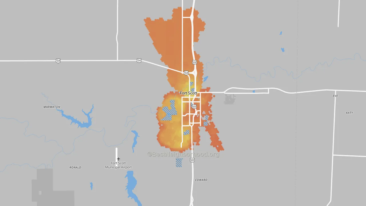 Bike Grade map of 66701, KS