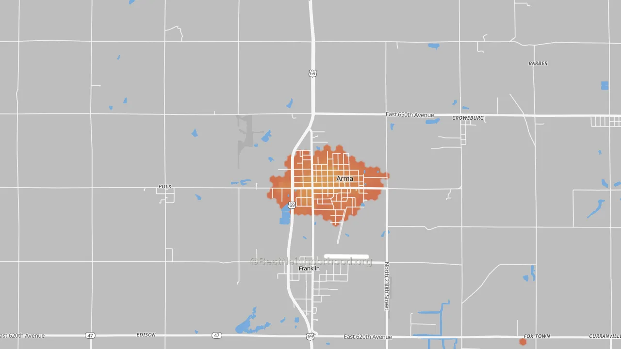Bike Grade map of 66712, KS