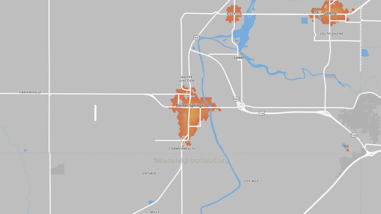 Bike Grade map of 66713, KS