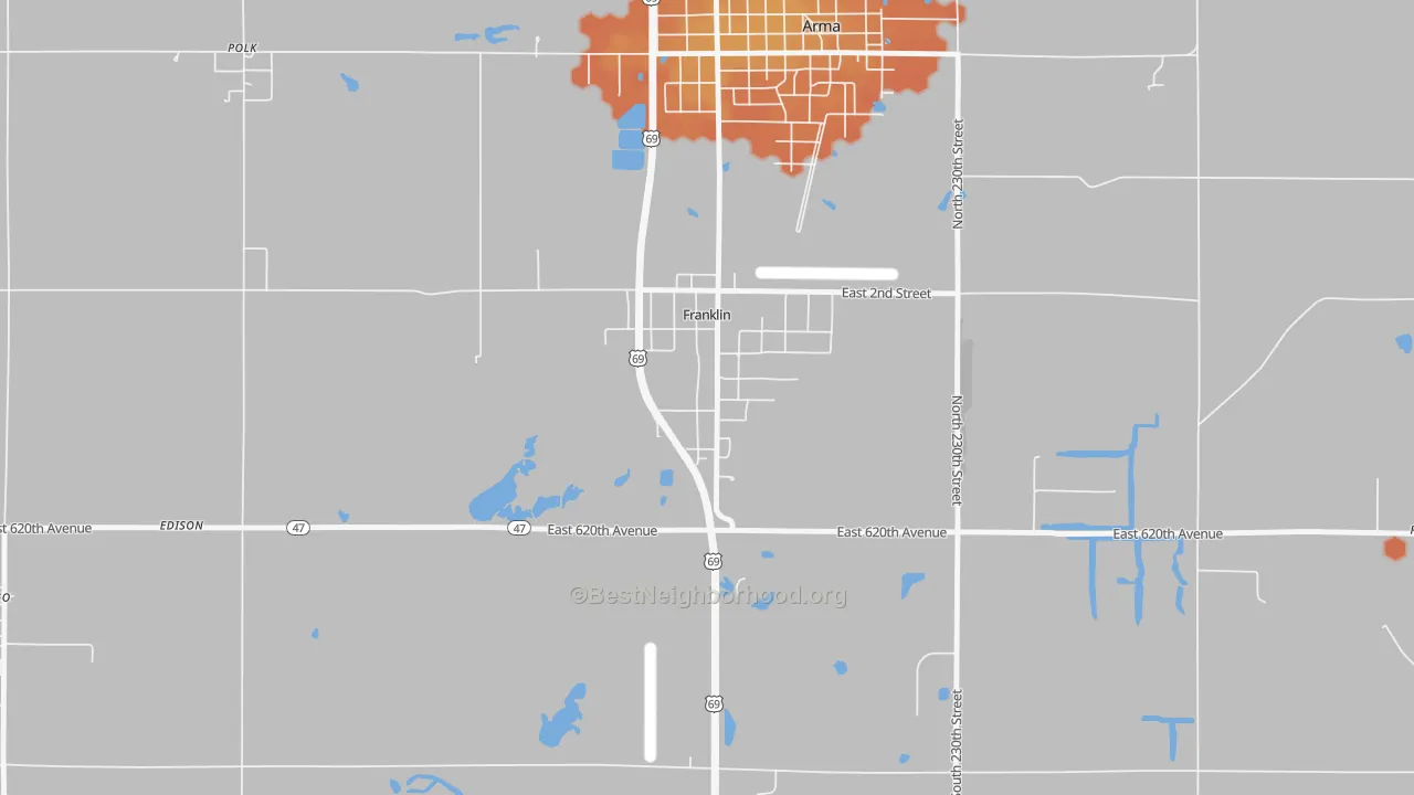 Bike Grade map of 66735, KS