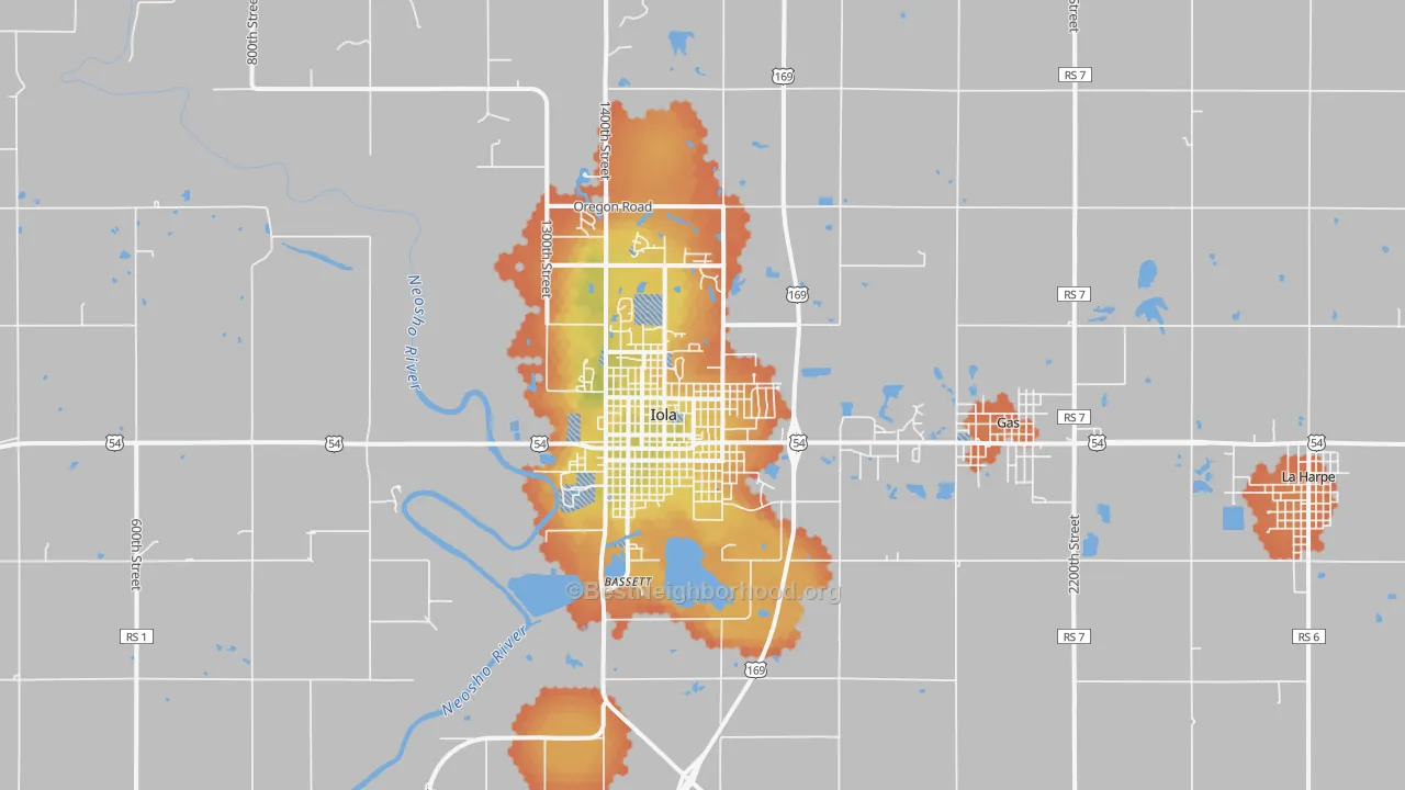 Bike Grade map of 66749, KS