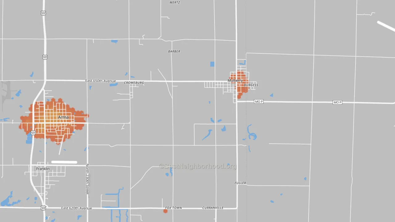 Bike Grade map of 66756, KS
