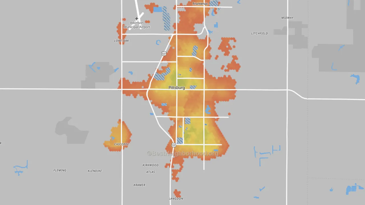 Bike Grade map of 66762, KS