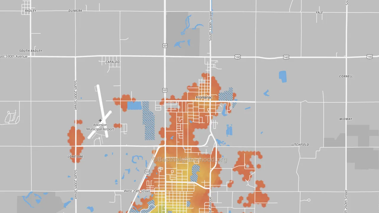Bike Grade map of 66763, KS