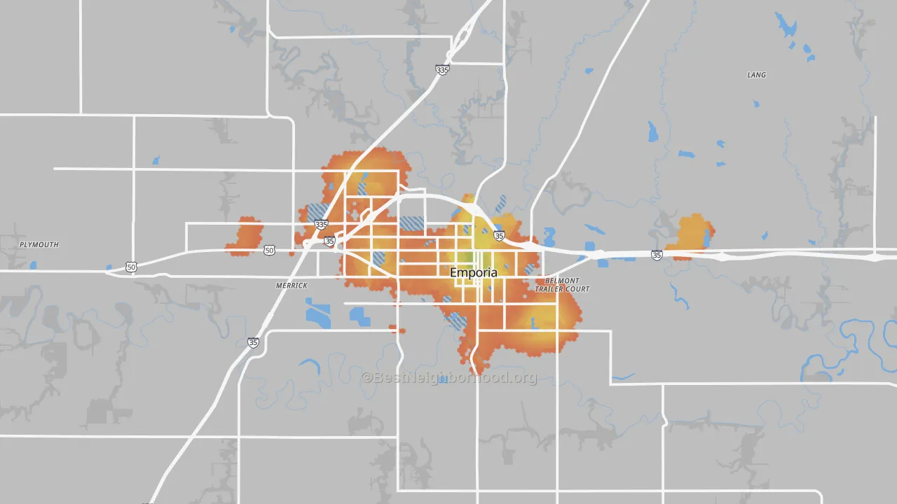 Bike Grade map of 66801, KS