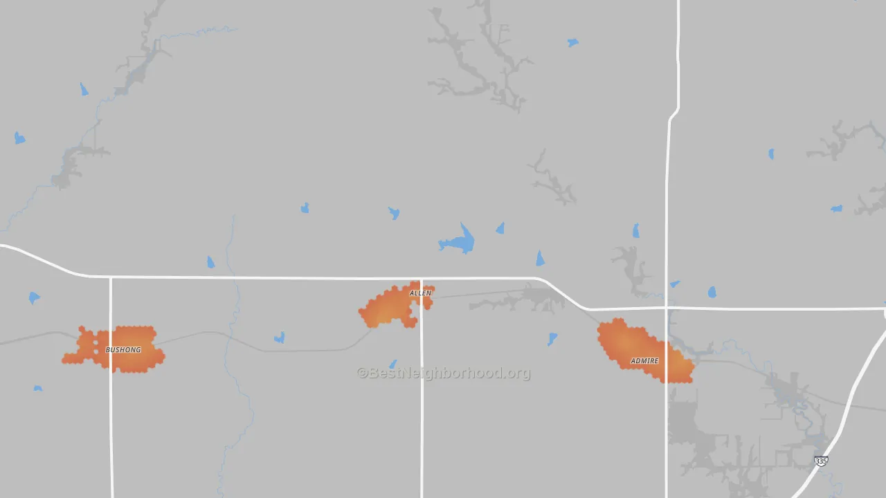 Bike Grade map of 66833, KS