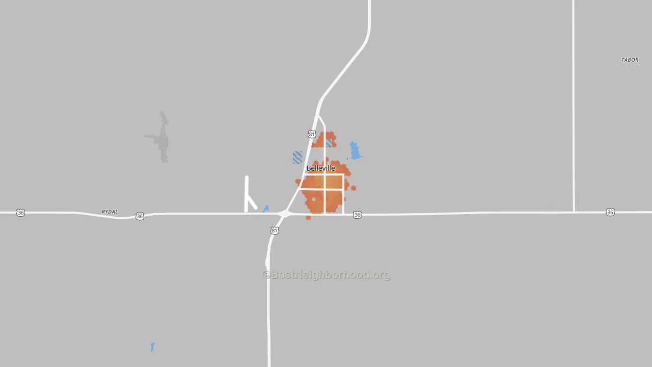 Bike Grade map of 66935, KS