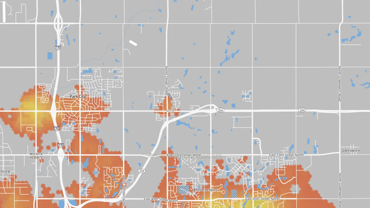 Bike Grade map of 67067, KS