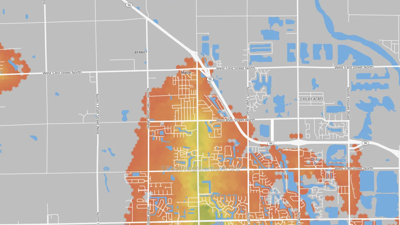 Bike Grade map of 67101, KS
