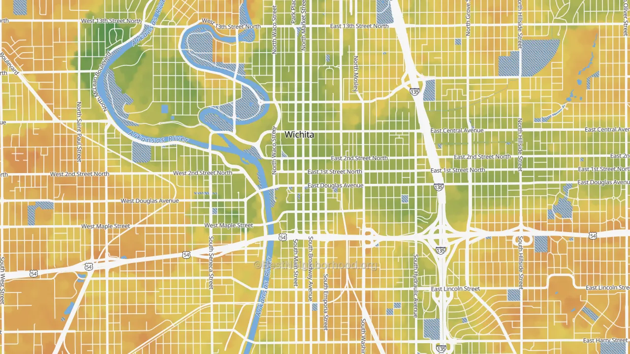 Bike Grade map of 67202, KS