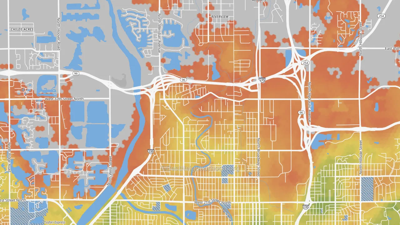 Bike Grade map of 67204, KS