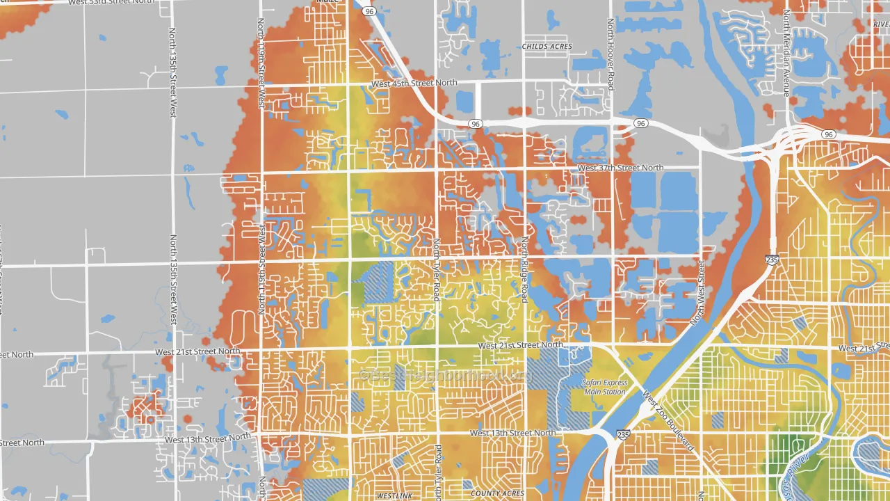 Bike Grade map of 67205, KS