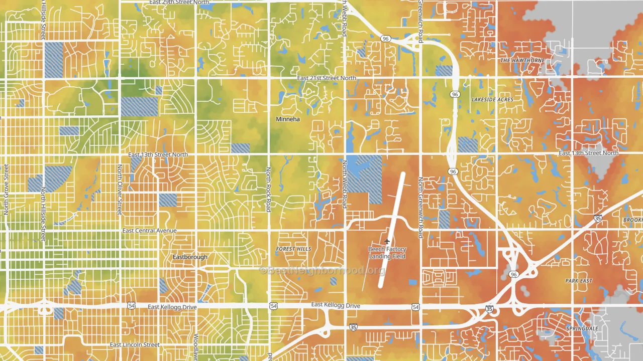 Bike Grade map of 67206, KS