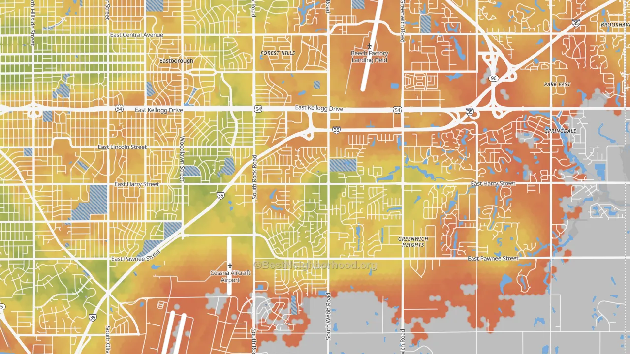 Bike Grade map of 67207, KS