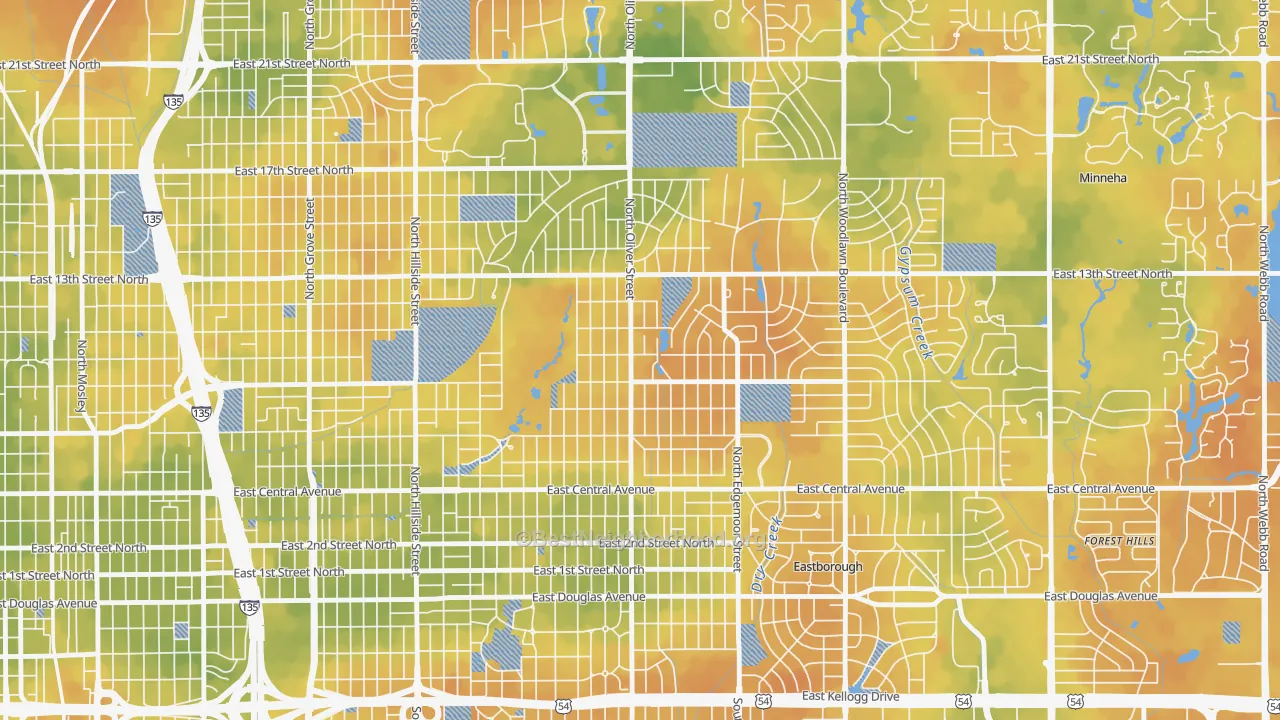 Bike Grade map of 67208, KS