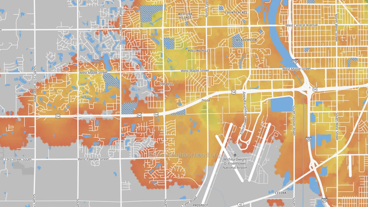 Bike Grade map of 67209, KS