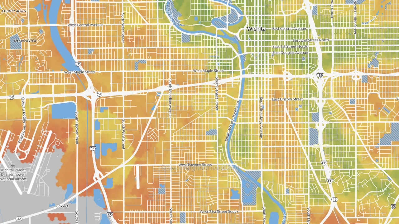 Bike Grade map of 67213, KS