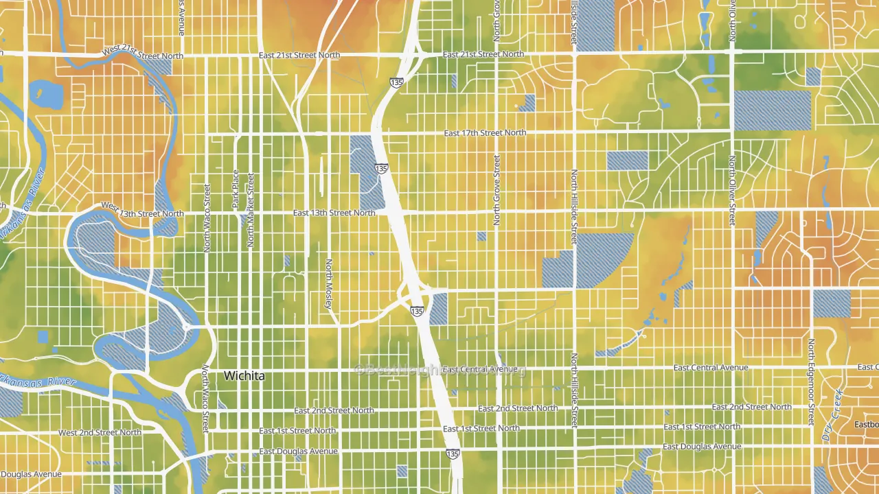 Bike Grade map of 67214, KS