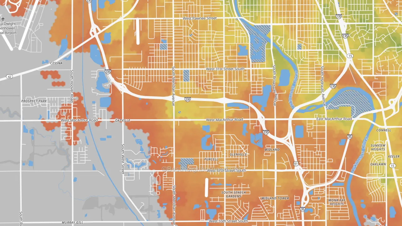Bike Grade map of 67217, KS