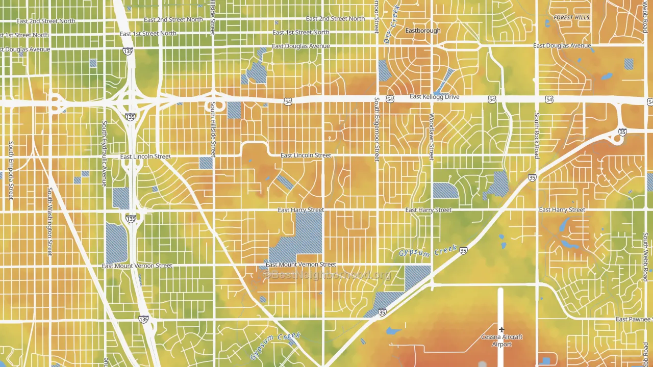 Bike Grade map of 67218, KS
