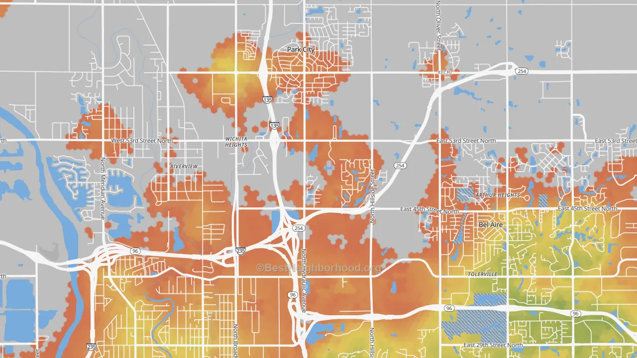 Bike Grade map of 67219, KS