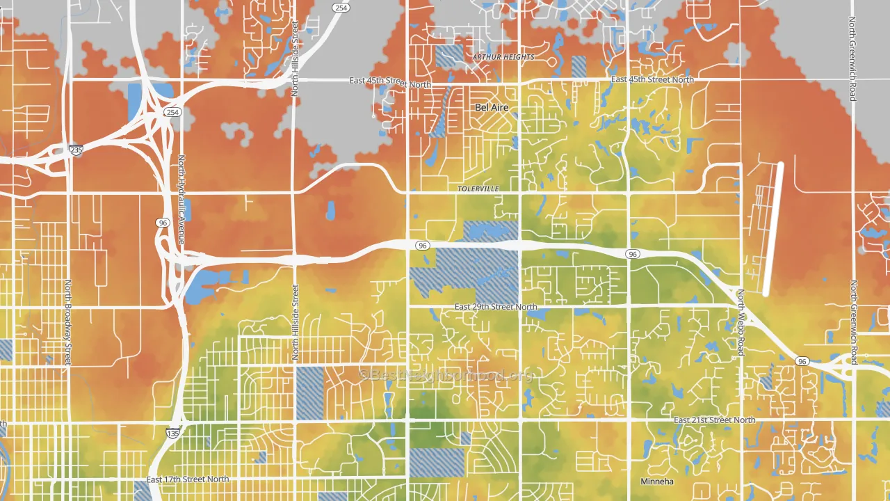 Bike Grade map of 67220, KS