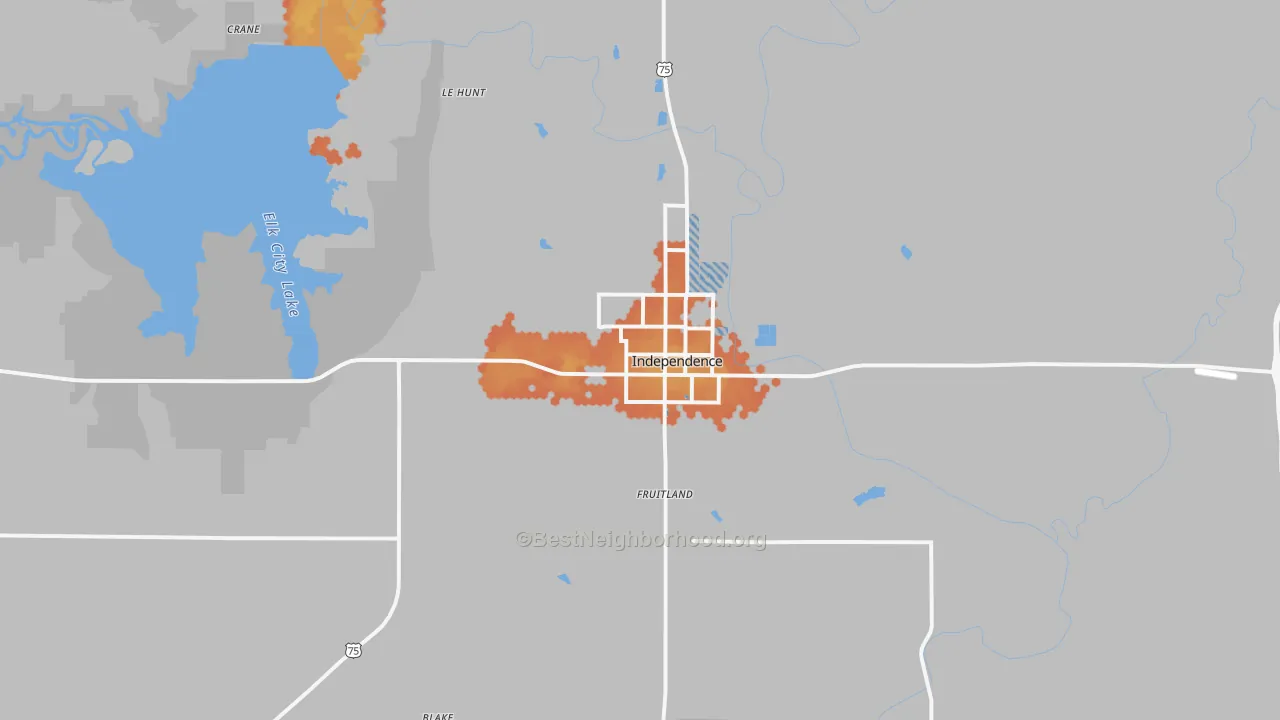 Bike Grade map of 67301, KS
