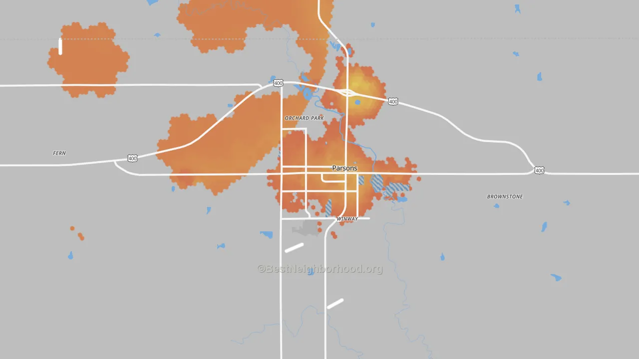 Bike Grade map of 67357, KS