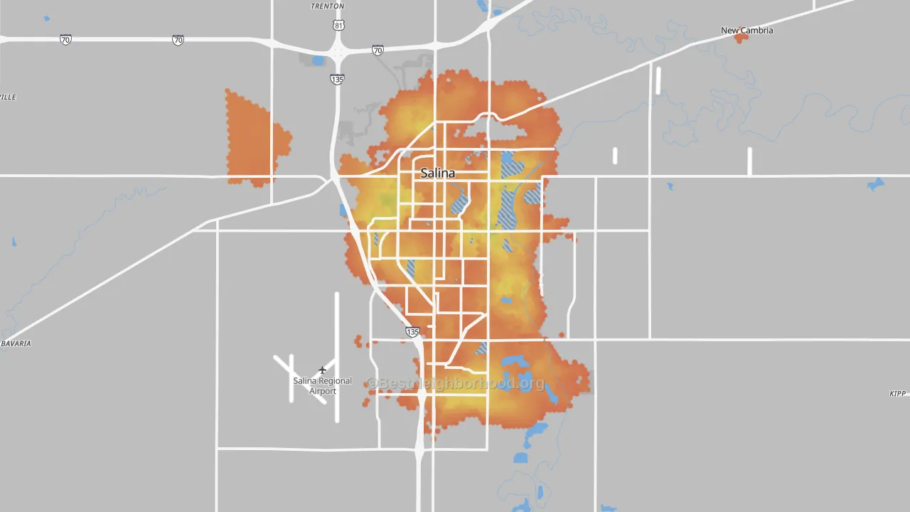 Bike Grade map of 67401, KS