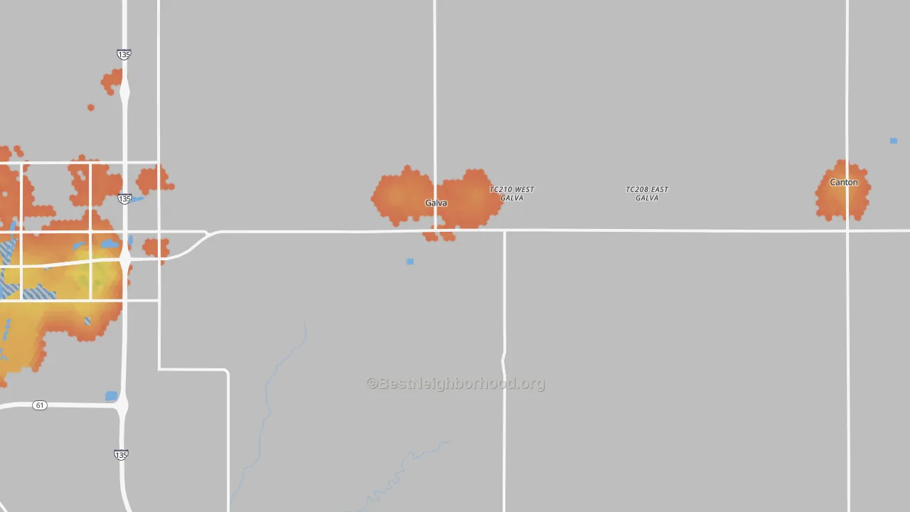 Bike Grade map of 67443, KS