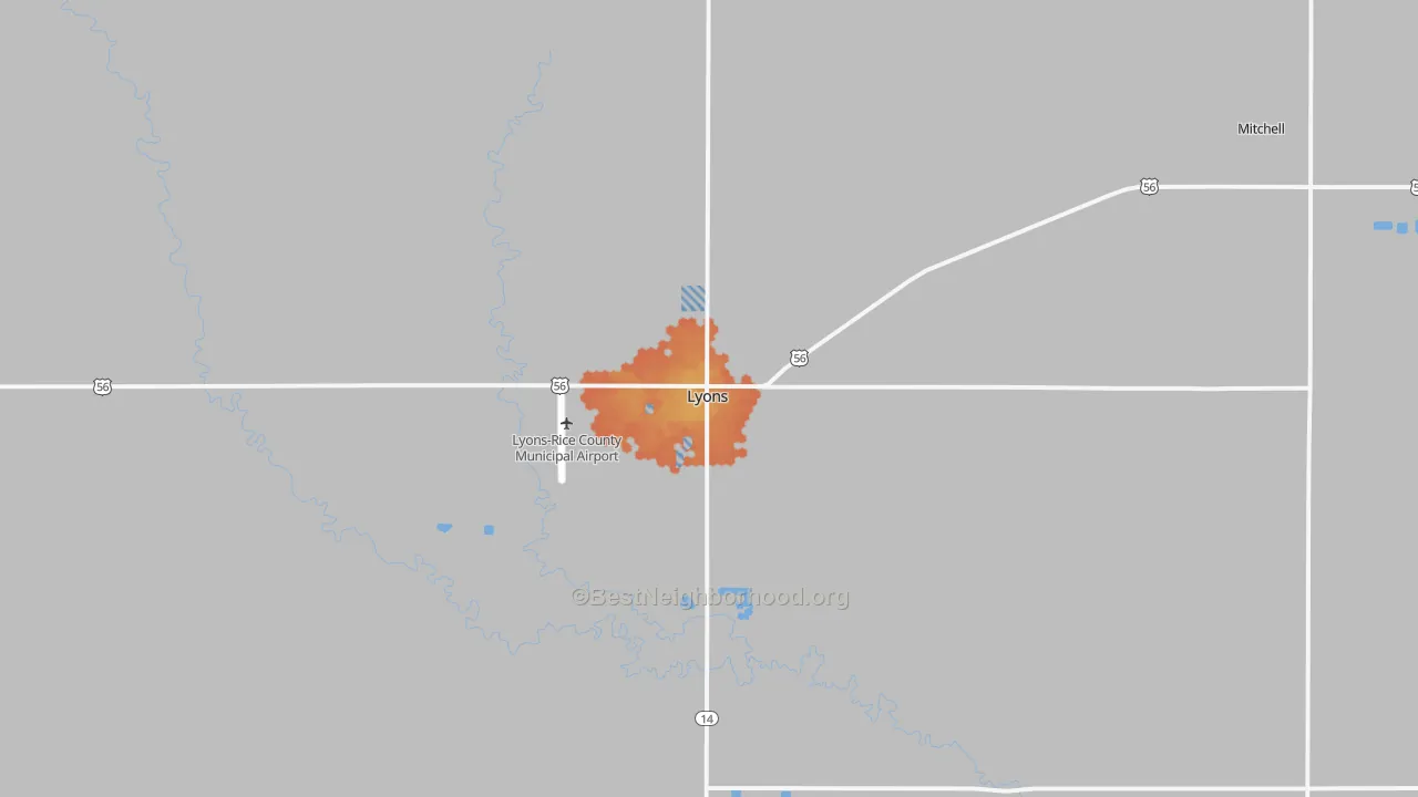 Bike Grade map of 67554, KS