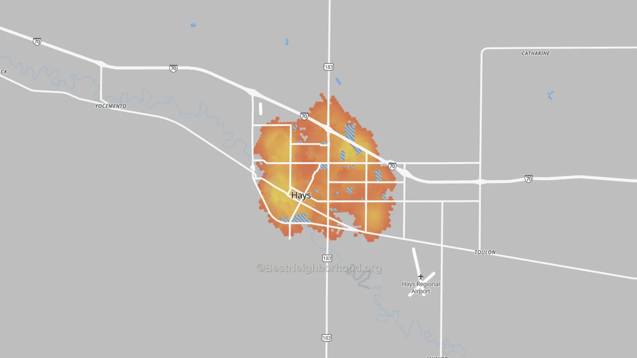 Bike Grade map of 67601, KS