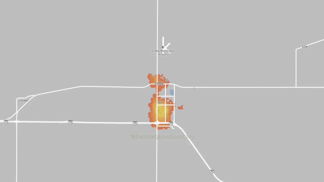 Bike Grade map of 67701, KS
