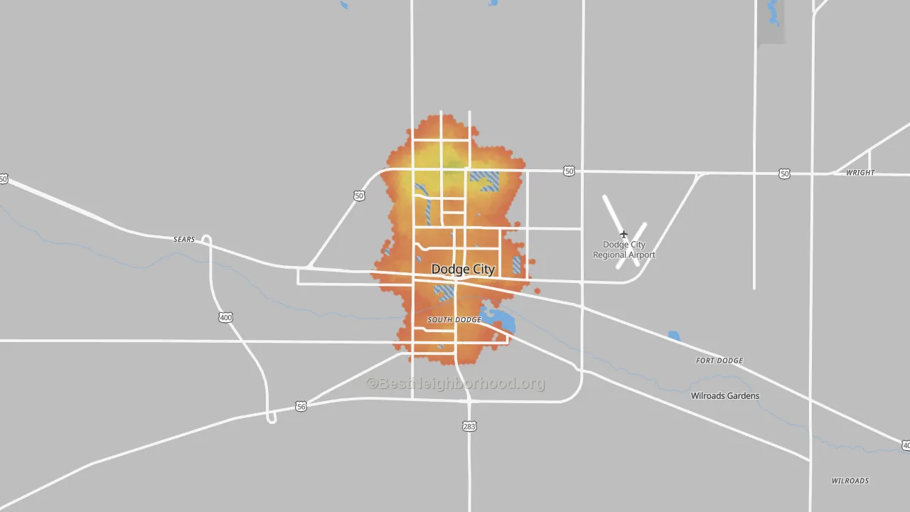 Bike Grade map of 67801, KS