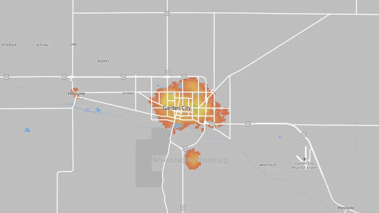 Bike Grade map of 67846, KS