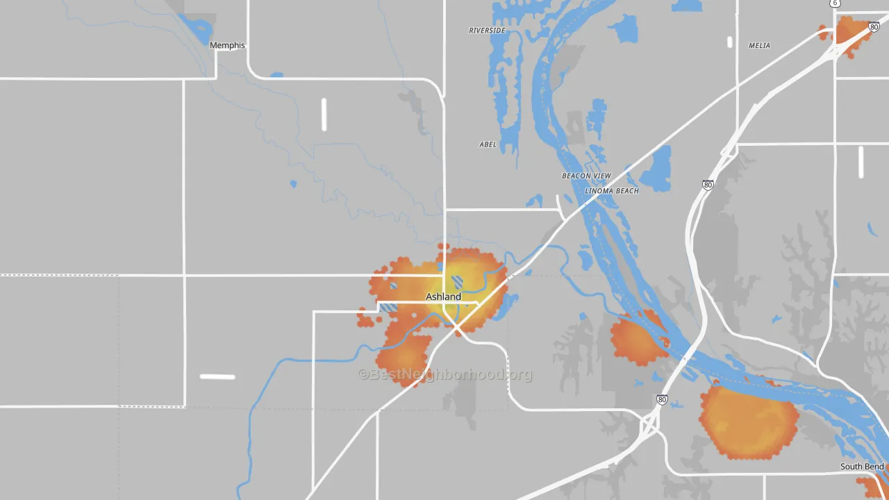 Bike Grade map of 68003, NE