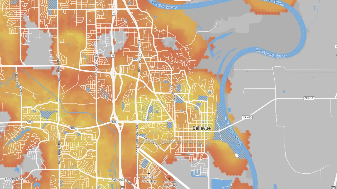 Bike Grade map of 68005, NE